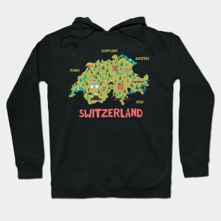 Switzerland Ilustrated Map Hoodie